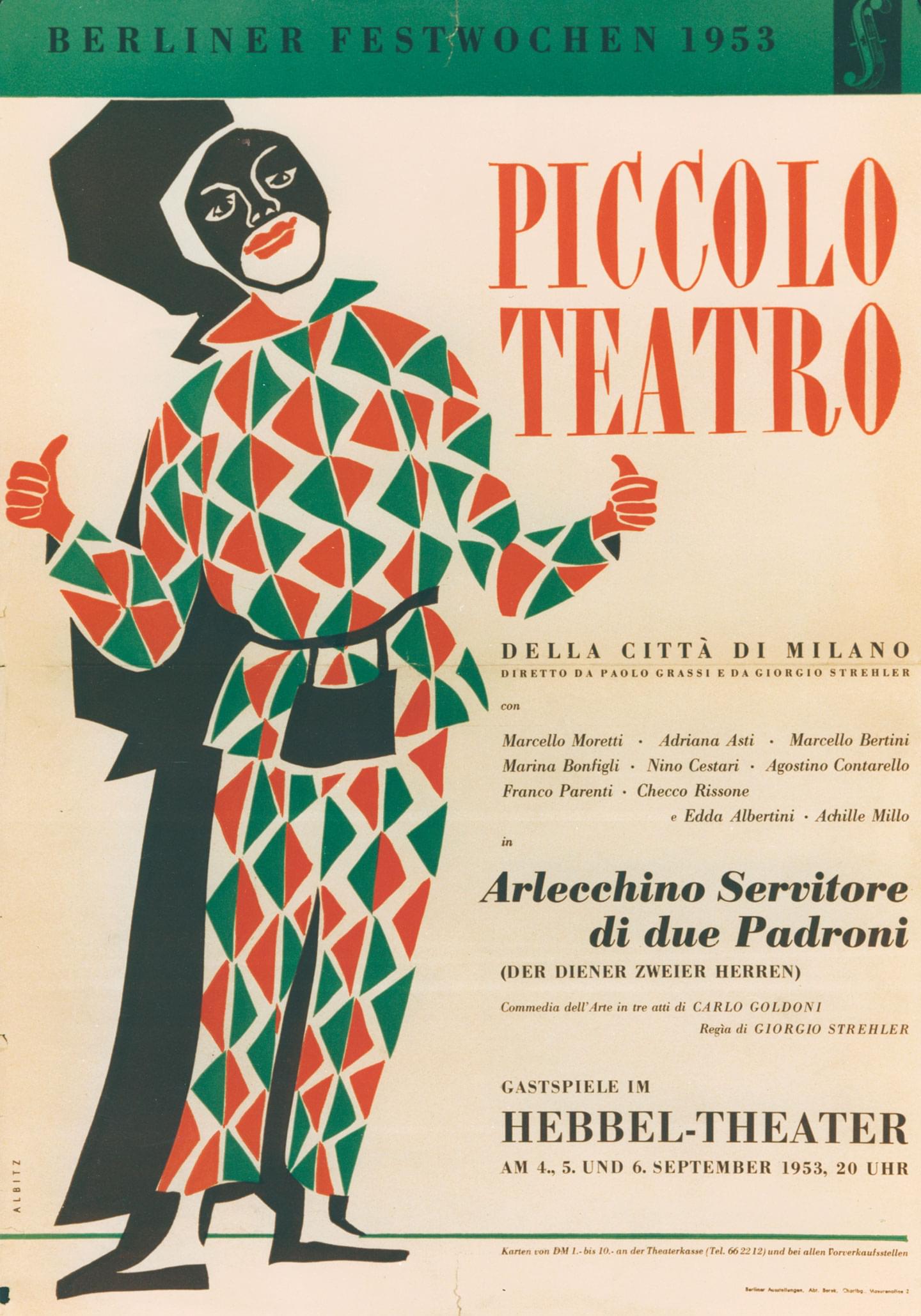 Berlino, 4 settembre 1953 - Archivio Piccolo Teatro di Milano