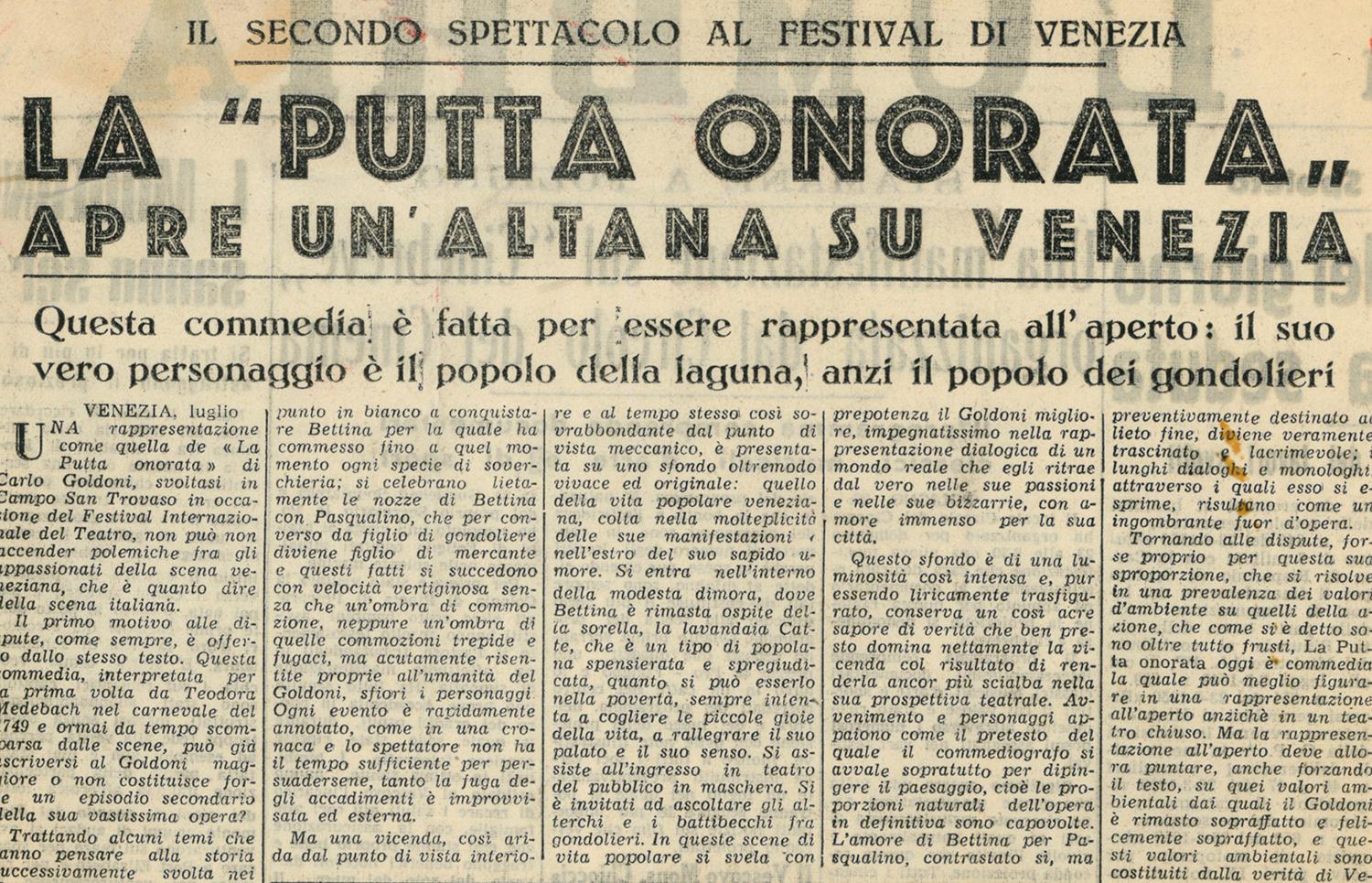 “L’Umbria”, 23 luglio 1950 - Archivio Piccolo Teatro di Milano 