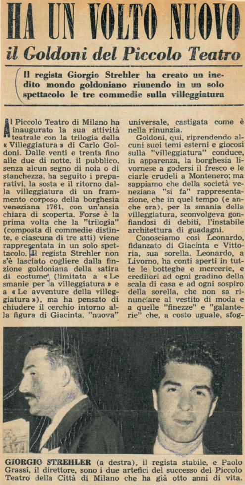 “Tempo”, 9 dicembre 1954 - Archivio Piccolo Teatro di Milano