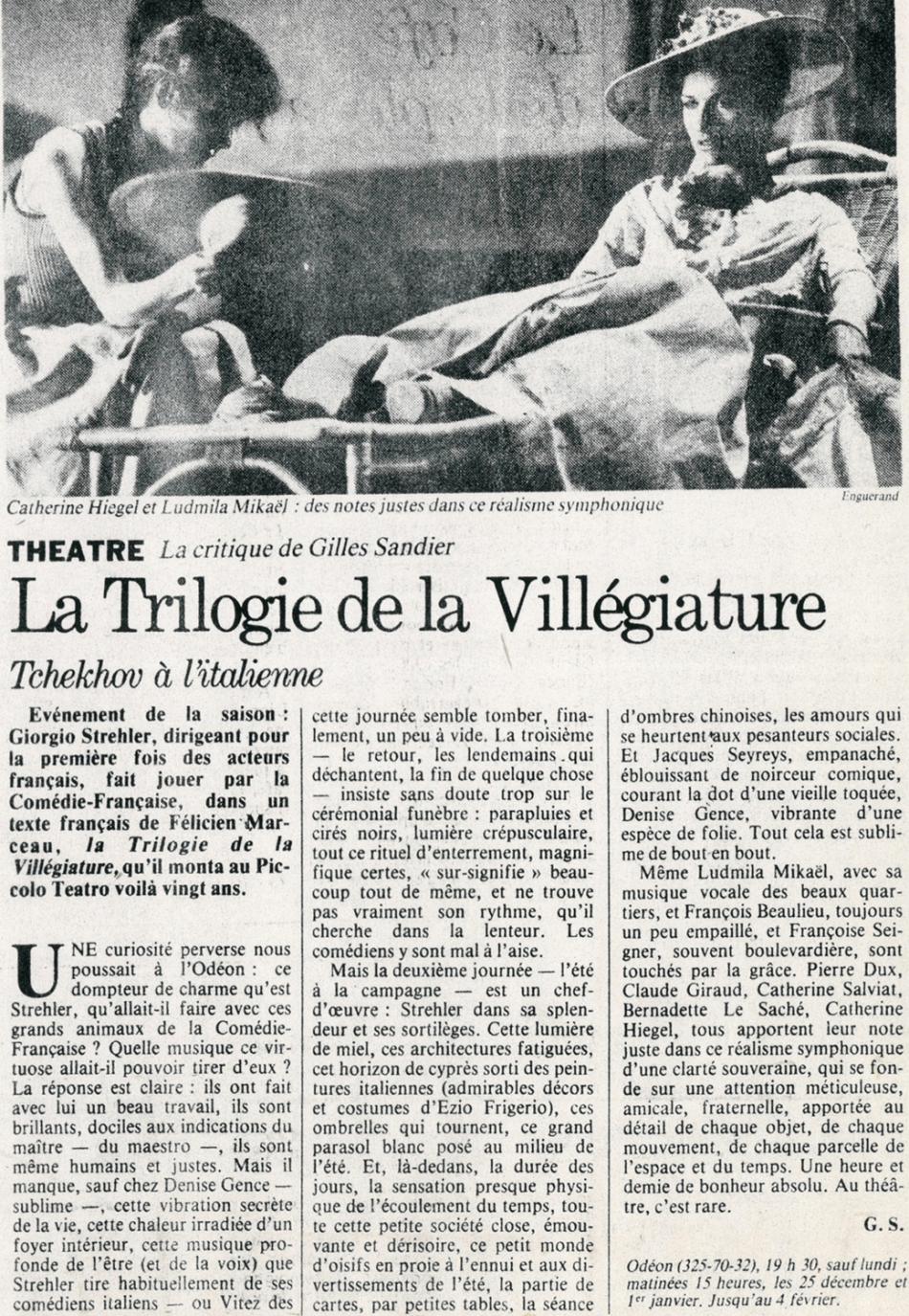 “Le Matin”, 23 dicembre 1978 - Archivio Piccolo Teatro di Milano 
