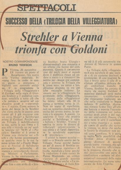 “Il Messaggero”, 21 novembre 1974 - Archivio Piccolo Teatro di Milano 