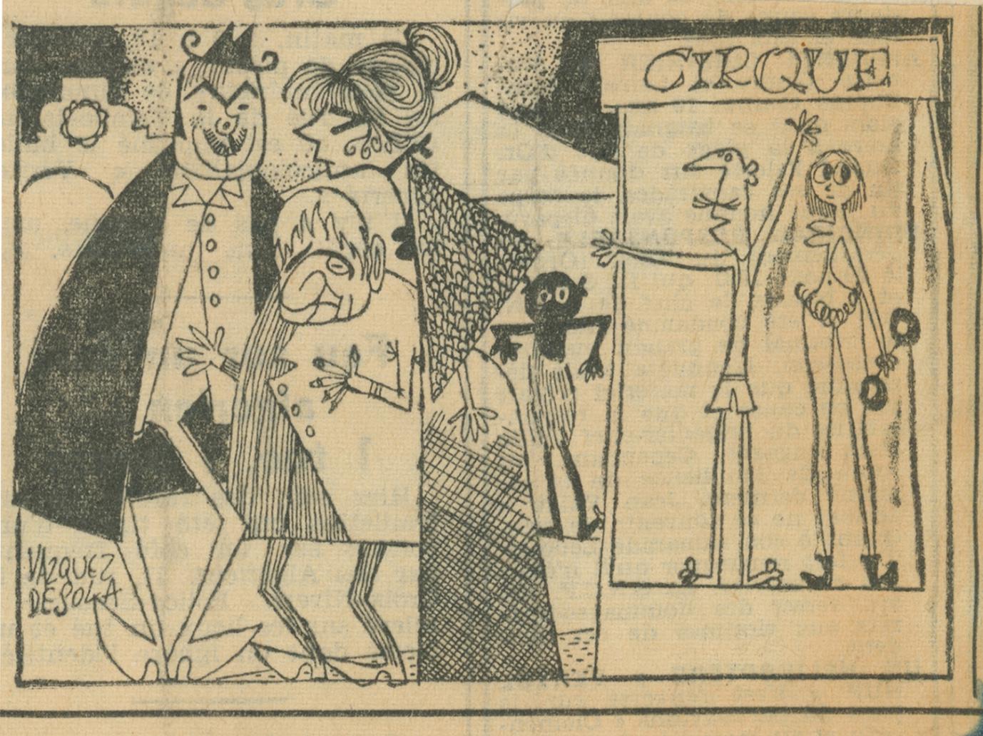 Una vignetta dedicata allo spettacolo su “Libération” del 15 giugno 1962 - Archivio Piccolo Teatro di Milano