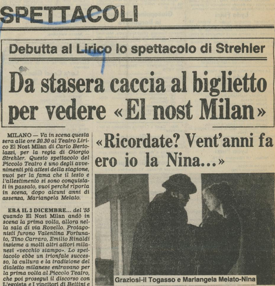 “Corriere della Sera”, 18 dicembre 1979 - Archivio Piccolo Teatro di Milano
