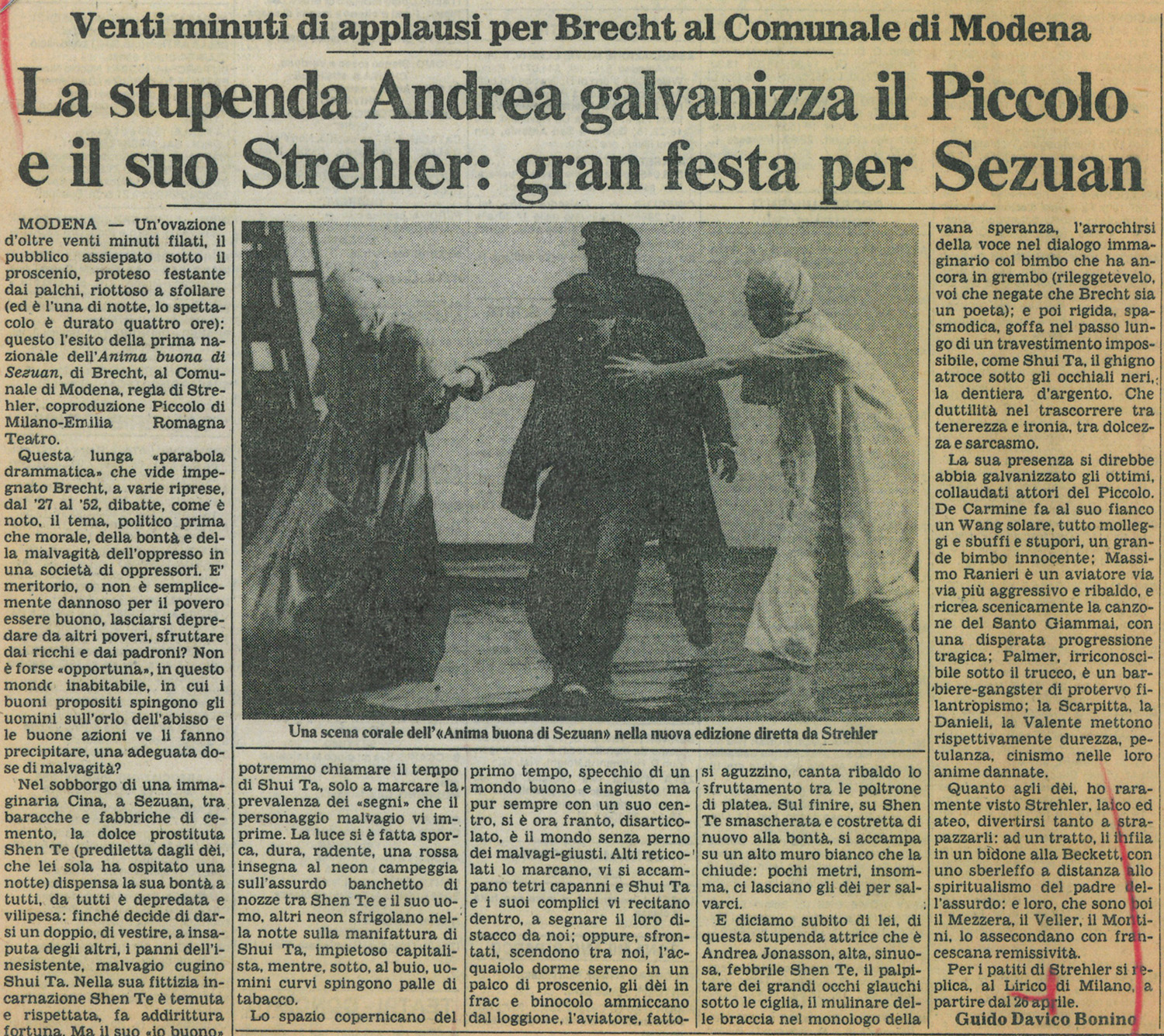 “La Stampa”, 11 aprile 1981 - Archivio Piccolo Teatro di Milano 