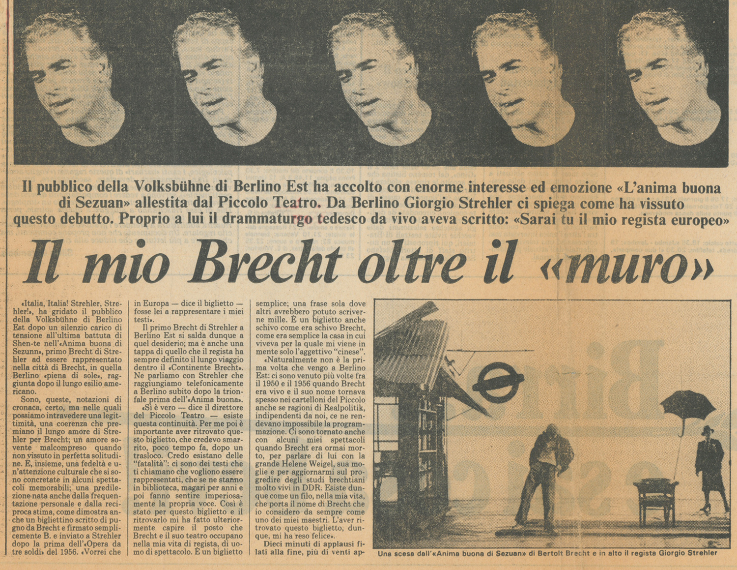 Tournée a Berlino, “L’Unità”, 3 ottobre 1982 - Archivio Piccolo Teatro di Milano 