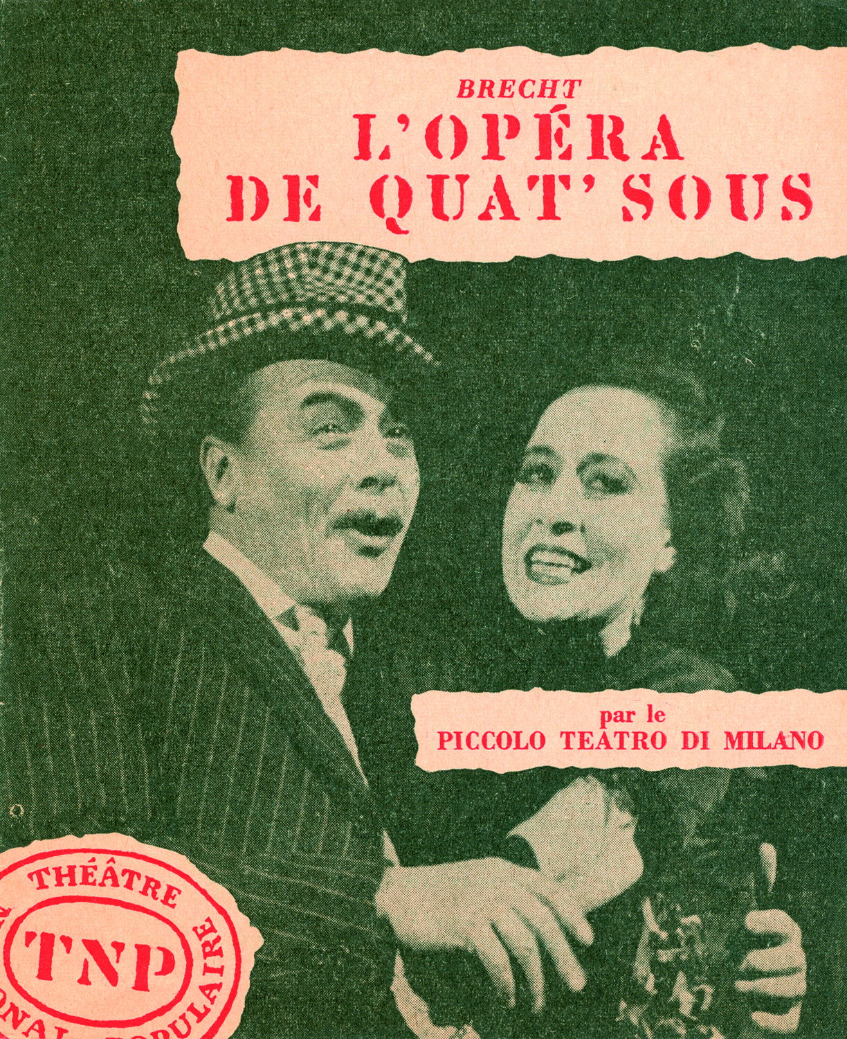 Tino Carraro e Milly sulla copertina del programma di sala parigino - Archivio Piccolo Teatro di Milano 