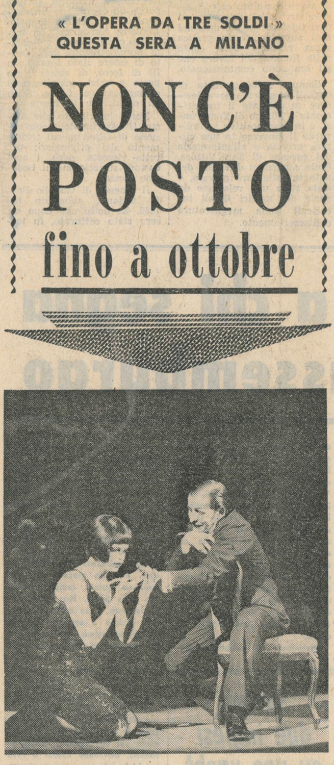 “La notte”, 31 marzo 1973: tutto esaurito! - Archivio Piccolo Teatro di Milano 