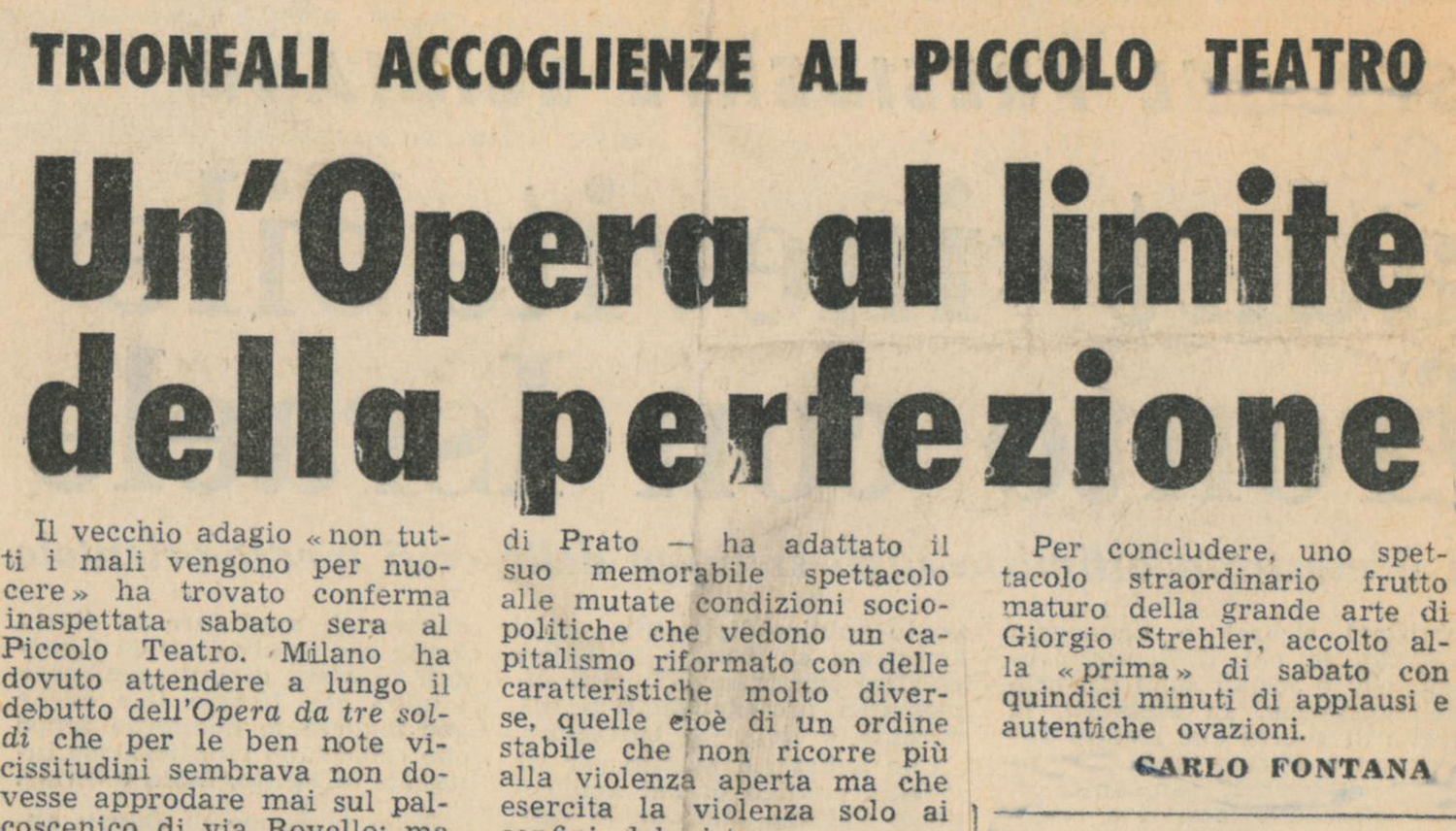 “Avanti!”, 3 aprile 1973 - Archivio Piccolo Teatro di Milano