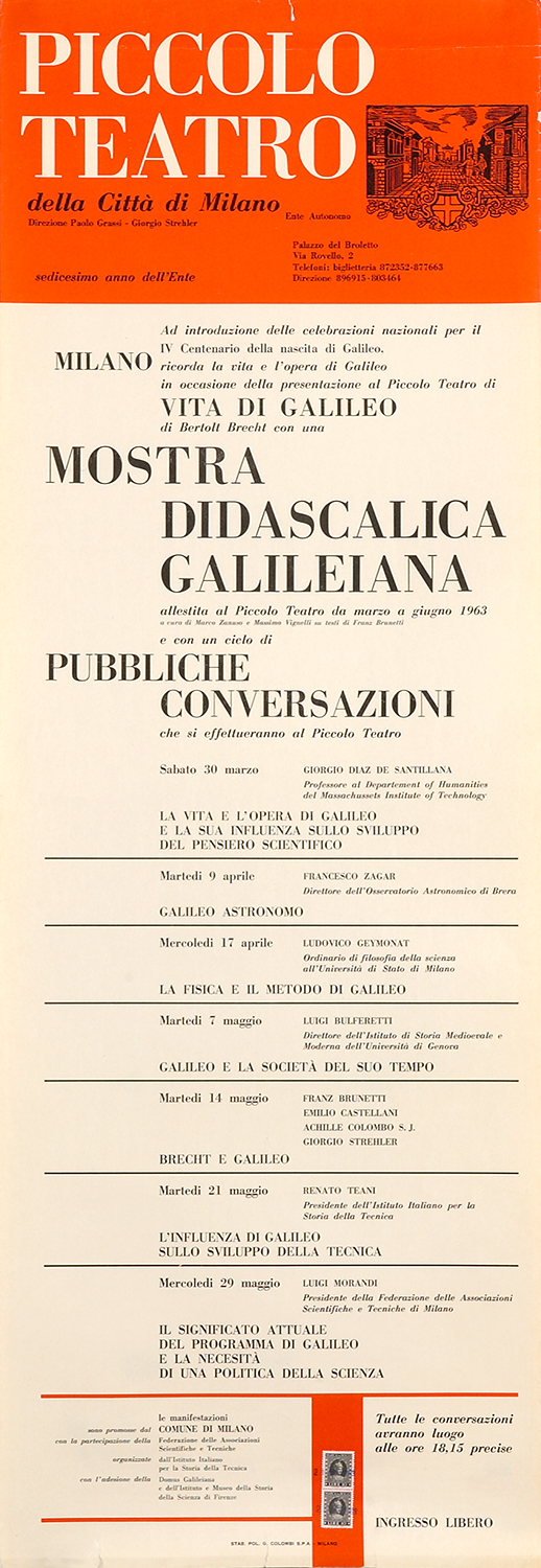 Vita di Galileo - Italiano - Vita di Galileo Bertolt Brecht Premess Testo  teatrale-> nasce per - Studocu