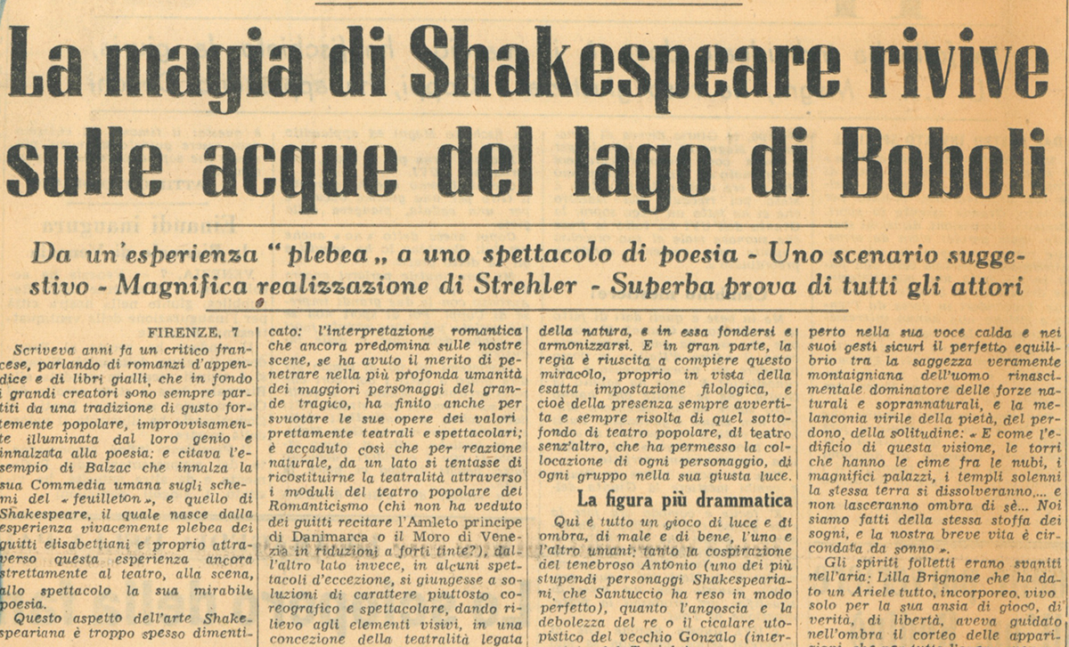 “L’Unità”, 8 giugno 1948 - Archivio Piccolo Teatro di Milano 