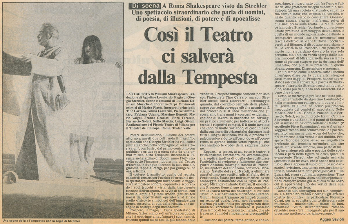 Trionfale trasferta a Roma il 26 novembre 1983 - Archivio Piccolo Teatro di Milano 